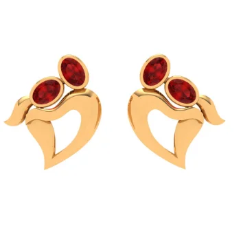 steel hoop earrings-14k Red Stone Studded Latest Designer Gold Earrings