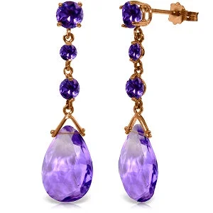 six-stone earrings-14K Solid Rose Gold Chandelier Light Purple Amethyst Earrings