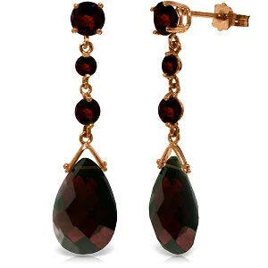 deco citrine earrings-14K Solid Rose Gold Chandelier Simple Garnet Earrings