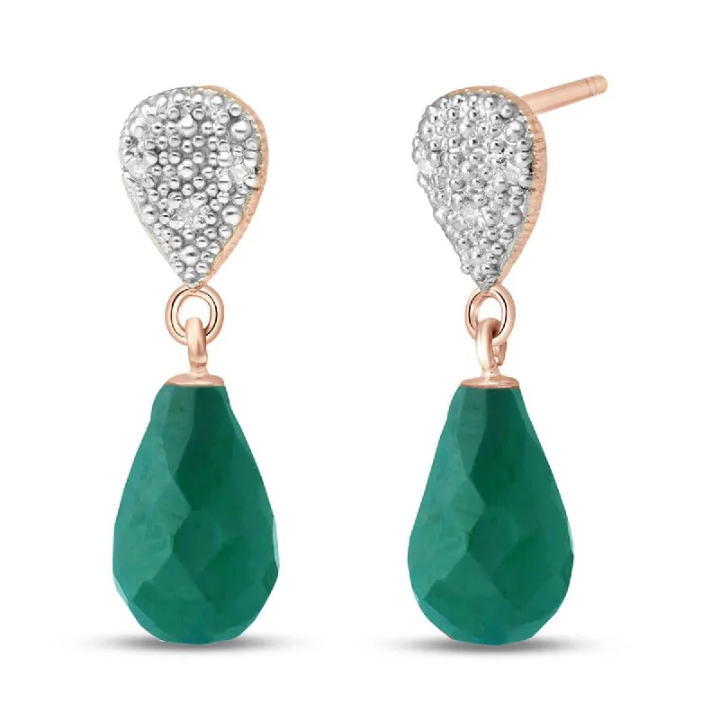 sci-fi gold earrings-14K Solid Rose Gold Diamond & Emerald Earrings