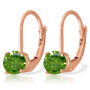 braided love earrings-14K Solid Rose Gold Leverback Earrings w/ 1.0 Carat Green Diamonds