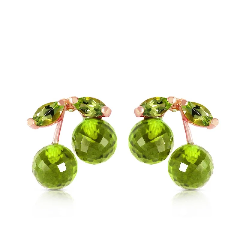 six-gem stud earrings-14K Solid Rose Gold Peridot Gemstone Earrings