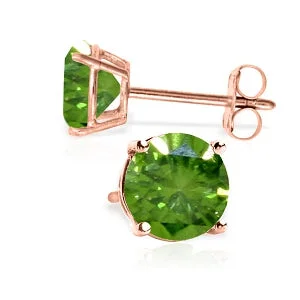 steel drop earrings-14K Solid Rose Gold Stud Earrings w/ 1.0 Carat Natural Green Diamonds