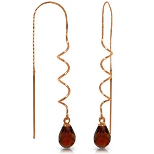 arched chandelier earrings-14K Solid Rose Gold Threaded Dangles Earrings Garnet Class