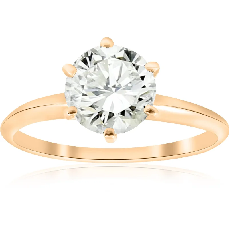 carved wedding ring-14k Yellow Gold 1 1/2ct Round Solitaire Diamond Engagement Ring Lab Grown