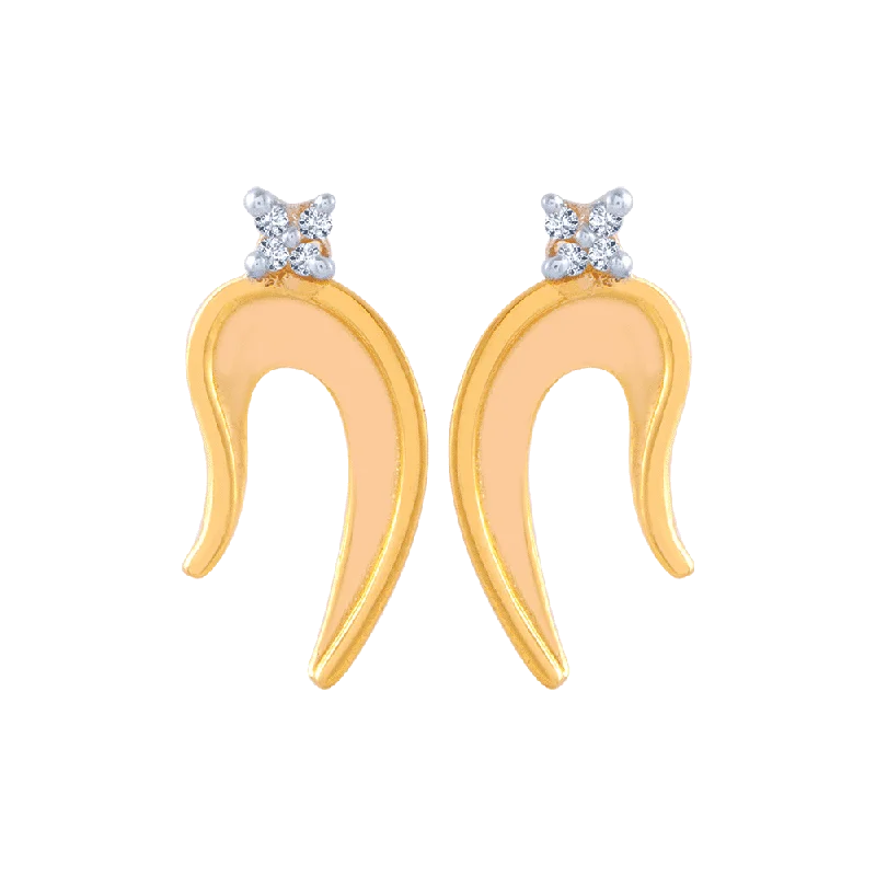 14KT (585) Yellow Gold And American Diamond Stud Earrings For Women