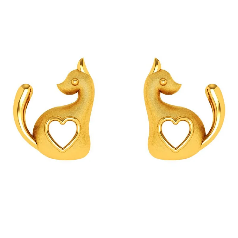 vine-themed drop earrings-14KT (585) Yellow Gold Earring For Woman