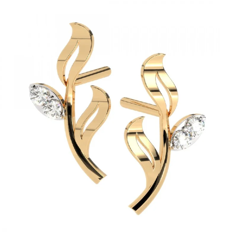 overlap hoop earrings-14KT (585) Yellow Gold Earring For Women