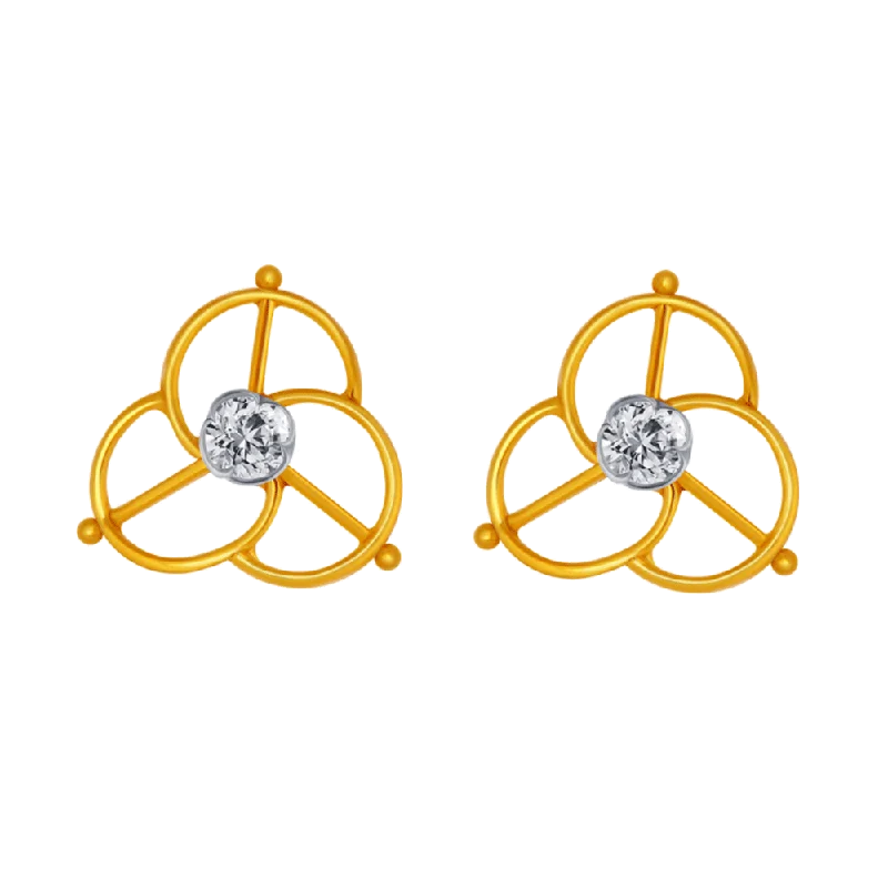 overlap hoop earrings-14KT (585) Yellow Gold Stud Earrings For Women