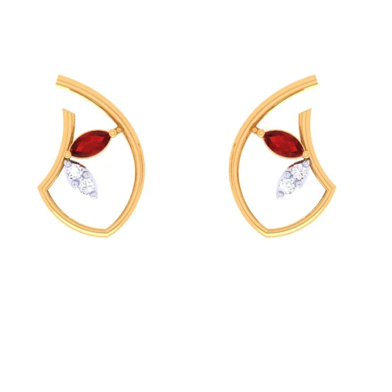 narrow gemstone earrings-14KT Intricately Crafted Latest Design Of Gold Earrings