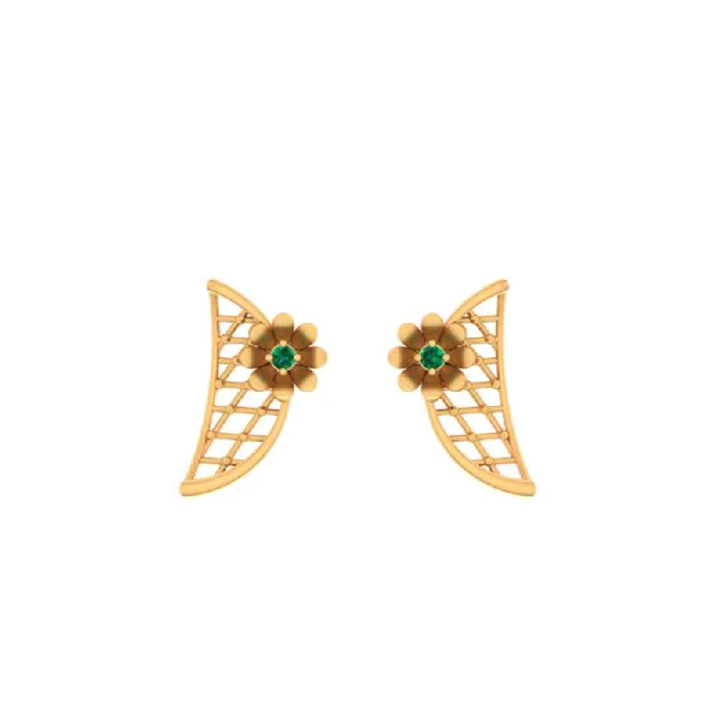 vine-themed drop earrings-14KT Semilunar Gold Earrings Design