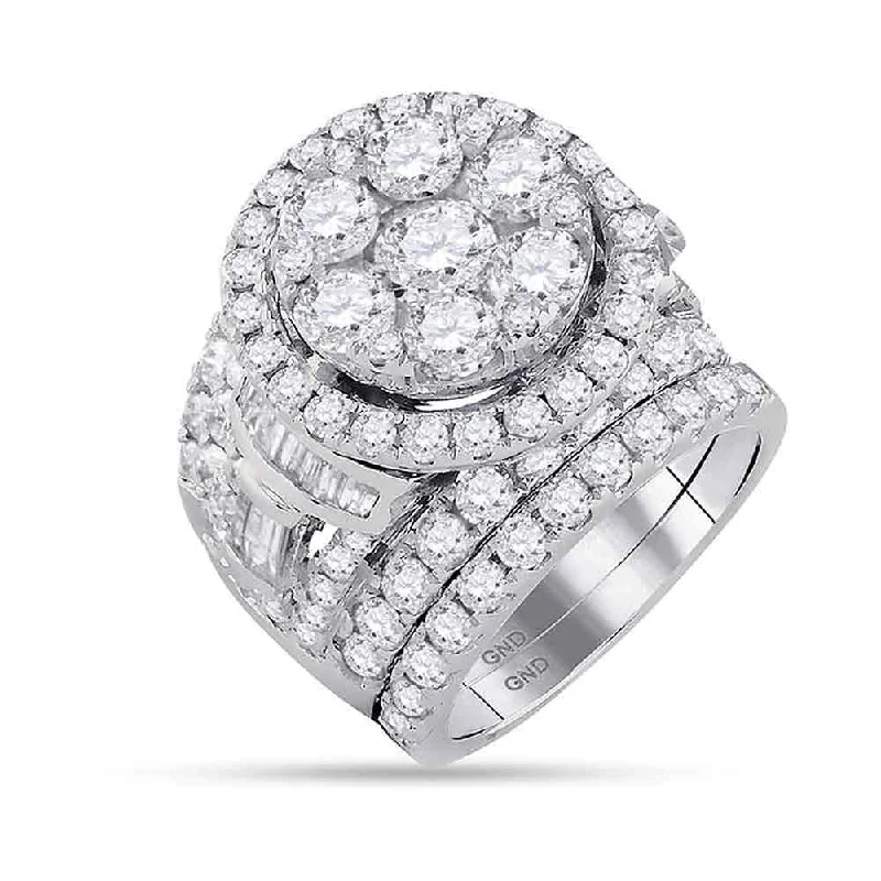 robust silver ring-14kt White Gold Round Diamond Bridal Wedding Ring Band Set 6 Cttw