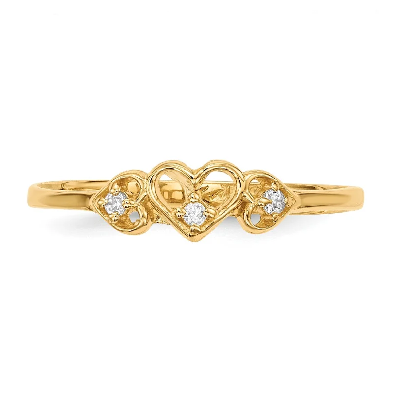 rose gold six-ring-14KT Yellow Gold Cubic Zirconia Heart Ring; Size 7