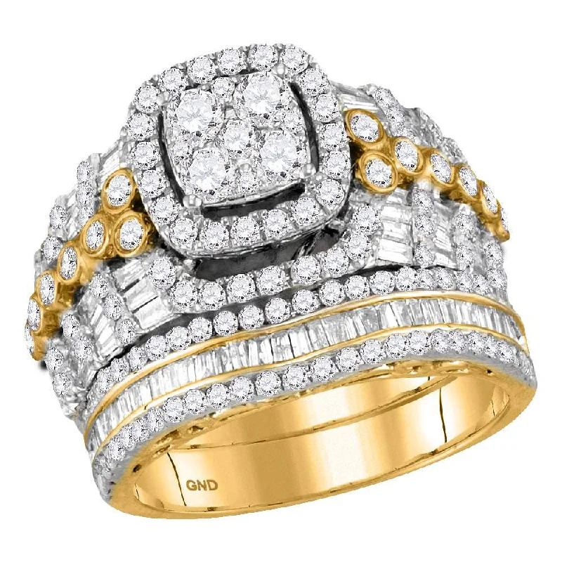 cast silver ring-14kt Yellow Gold Round Diamond Bridal Wedding Ring Band Set 2-1/2 Cttw