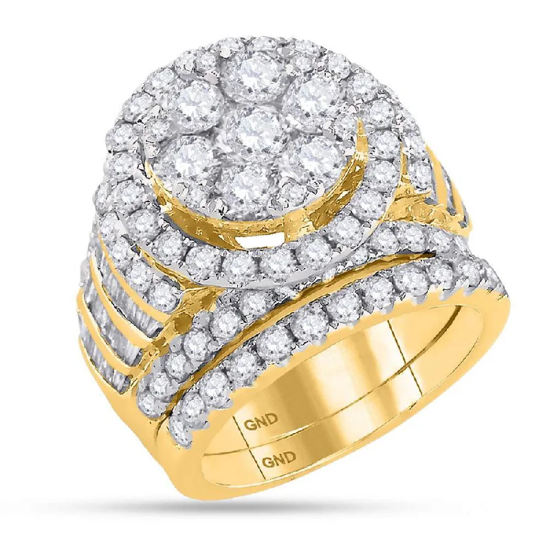 braided gold ring-14kt Yellow Gold Round Diamond Bridal Wedding Ring Band Set 4-7/8 Cttw