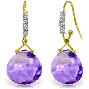 stretchable hoop earrings-17.18 Carat 14K Solid Yellow Gold Prime Time Amethyst Diamond Earrings