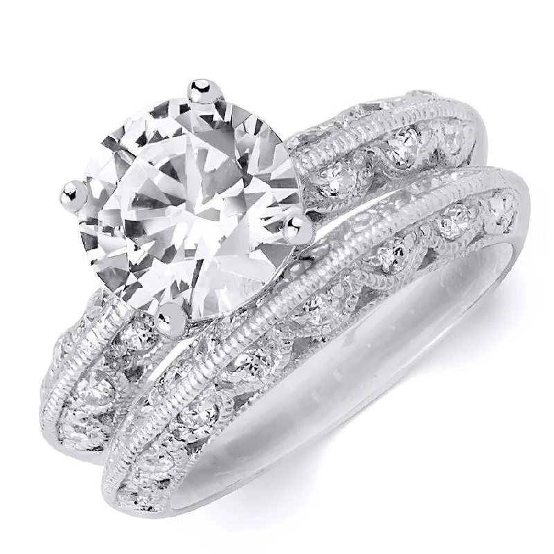 lavish cocktail ring-2.25 CT Womens Fashion Bridal Ring Set Real Authentic Sterling Silver