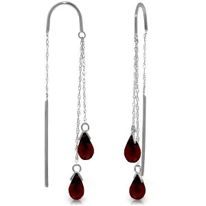 arched chandelier earrings-2.5 Carat 14K Solid White Gold Threaded Dangles Earrings Garnet