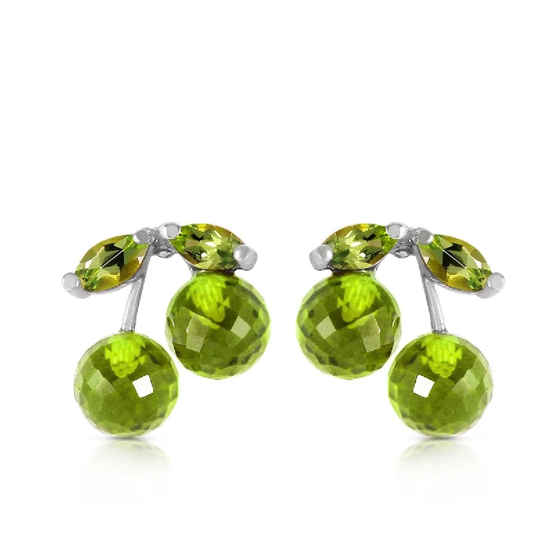 deep gold earrings-2.9 Carat 14K Solid White Gold Deeply Attached Peridot Earrings