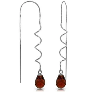 cast silver earrings-3.3 Carat 14K Solid White Gold Breathless Seconds Garnet Earrings