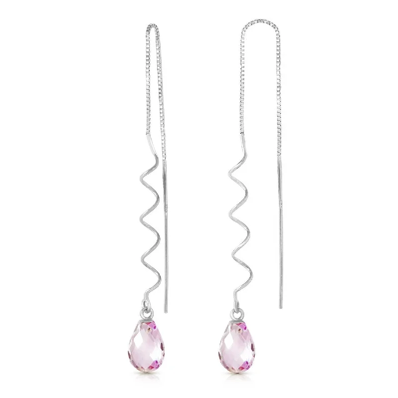 baroque emerald hoop earrings-3.3 Carat 14K Solid White Gold Goodbye Yesterday Pink Topaz Earrings