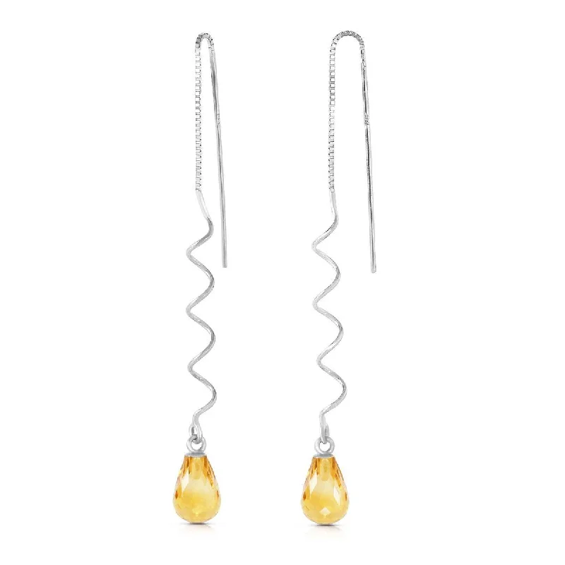 narrow birthstone earrings-3.3 Carat 14K Solid White Gold Here To Eternity Citrine Earrings