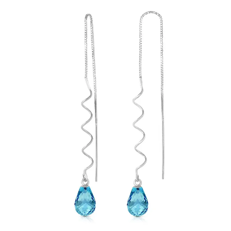 narrow drop earrings-3.3 Carat 14K Solid White Gold Pieces Of A Dream Blue Topaz Earrings