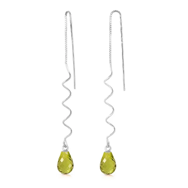 stretchable gold earrings-3.3 Carat 14K Solid White Gold Up In Flames Peridot Earrings