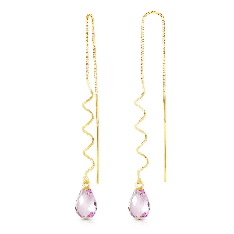 rover chandelier earrings-3.3 Carat 14K Solid Yellow Gold Love Is Not A Dream Pink Topaz Earrings