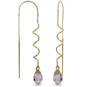 six-gem chandelier earrings-3.3 Carat 14K Solid Yellow Gold Set The Stage Amethyst Earrings