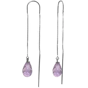 braided love earrings-4.5 Carat 14K Solid White Gold Soul's Face Amethyst Earrings