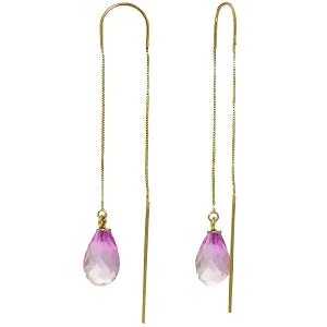 cast stud earrings-4.5 Carat 14K Solid Yellow Gold Threaded Dangles Earrings Pink Topaz