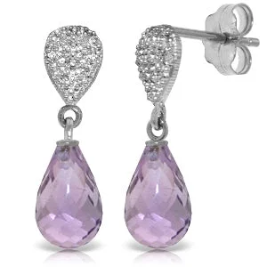 narrow birthstone earrings-4.53 Carat 14K Solid White Gold Fragrant Breath Amethyst Diamond Earrings