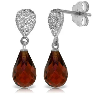 rover fluorite earrings-4.53 Carat 14K Solid White Gold River Of Wine Garnet Diamond Earrings