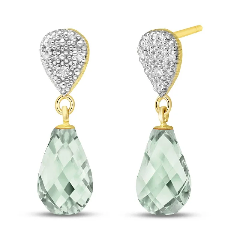 rover peridot earrings-4.53 Carat 14K Solid Yellow Gold Splendid Green Amethyst Diamond Earrings