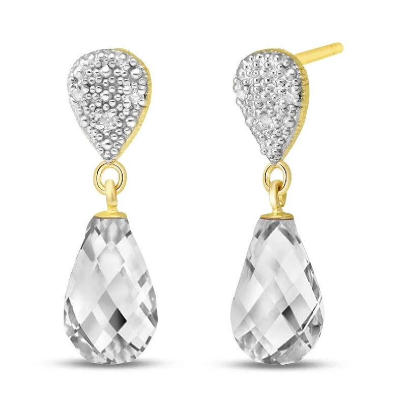 vintage-style drop earrings-4.53 Carat 14K Solid Yellow Gold Splendid White Topaz Diamond Earrings