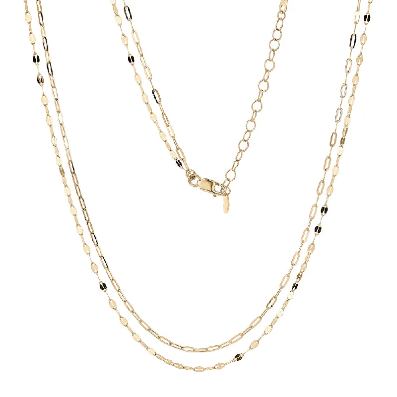 tendril layered necklace-40-45cm paperclip and mirror necklace in 10 carat yellow gold