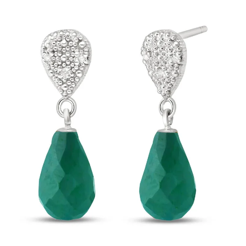 stretchable birthstone earrings-6.63 Carat 14K Solid White Gold Earrings Diamond Emerald