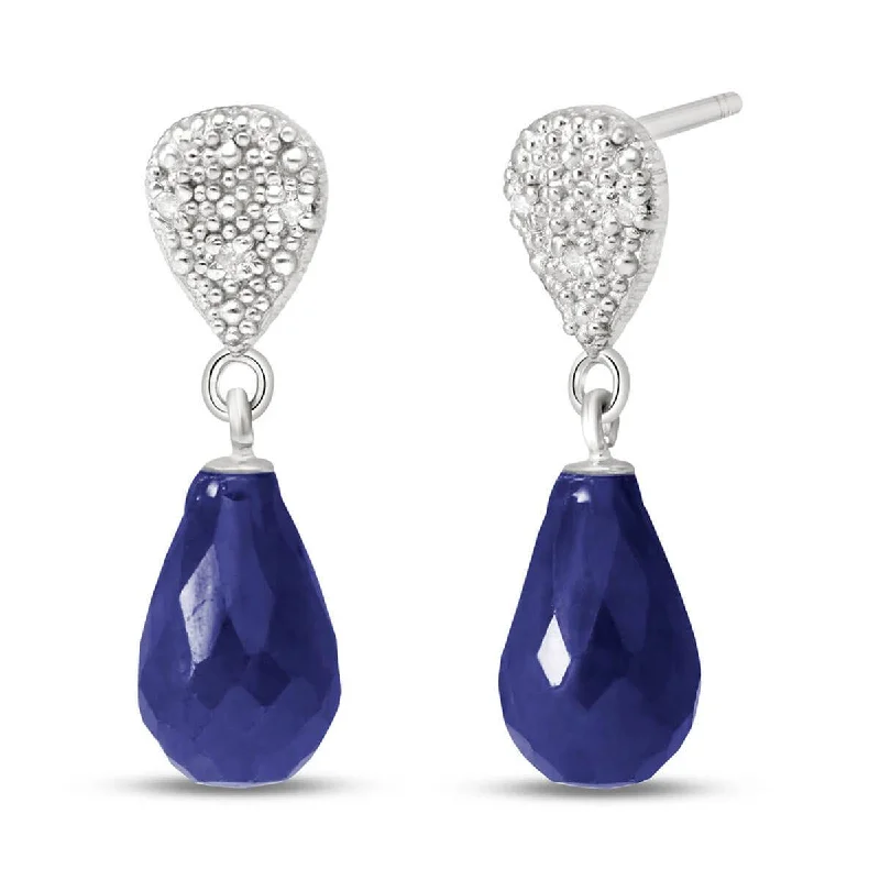 robust statement earrings-6.63 Carat 14K Solid White Gold Earrings Diamond Sapphire