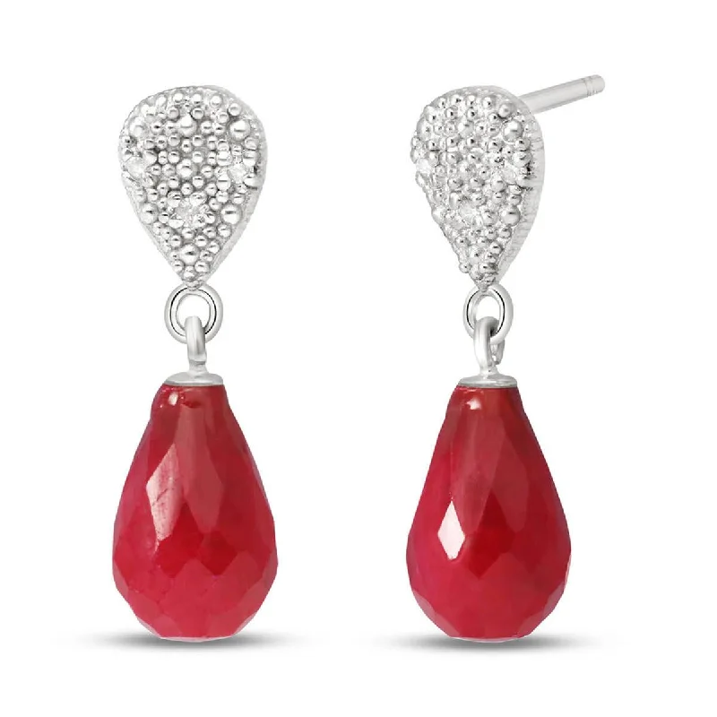 radiant stud earrings-6.63 Carat 14K Solid White Gold Eyes On Fire Ruby Diamond Earrings