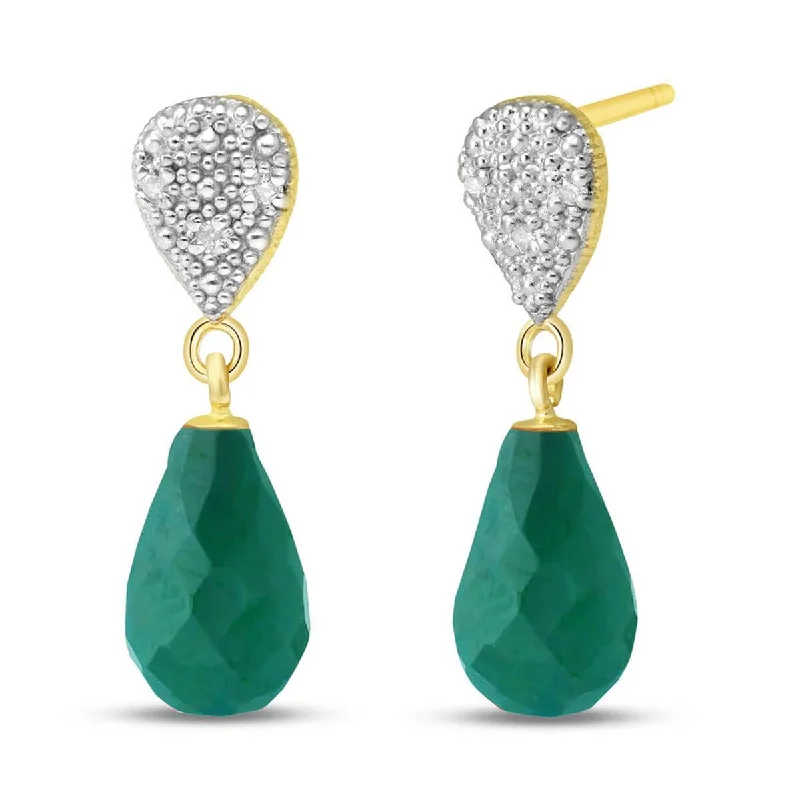 sci-fi twilight earrings-6.63 Carat 14K Solid Yellow Gold Earrings Diamond Emerald