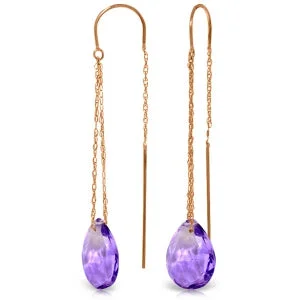 peridot chandelier earrings-6 Carat 14K Solid Rose Gold Threaded Dangles Earrings Amethyst