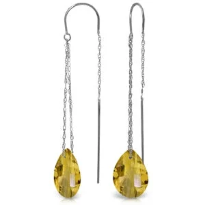 rover chic earrings-6 Carat 14K Solid White Gold Hear Me Out Citrine Earrings