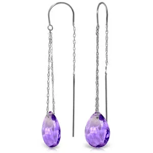 rugged sapphire earrings-6 Carat 14K Solid White Gold Long Way Home Amethyst Earrings