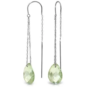 deco fluorite earrings-6 Carat 14K Solid White Gold Threaded Dangles Earrings Green Amethyst