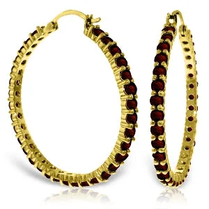 sci-fi bolt earrings-6 Carat 14K Solid Yellow Gold Alana Garnet Hoop Earrings