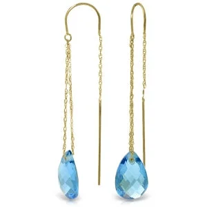 narrow drop earrings-6 Carat 14K Solid Yellow Gold No Apologies Blue Topaz Earrings