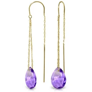 vintage pearl drop earrings-6 Carat 14K Solid Yellow Gold Show Stopper Amethyst Earrings