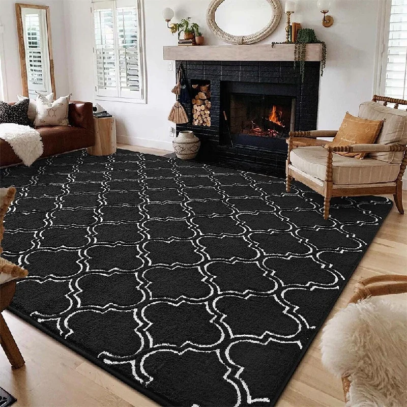 lavish statement ring-6x9 Memory Foam Rugs,Black/White