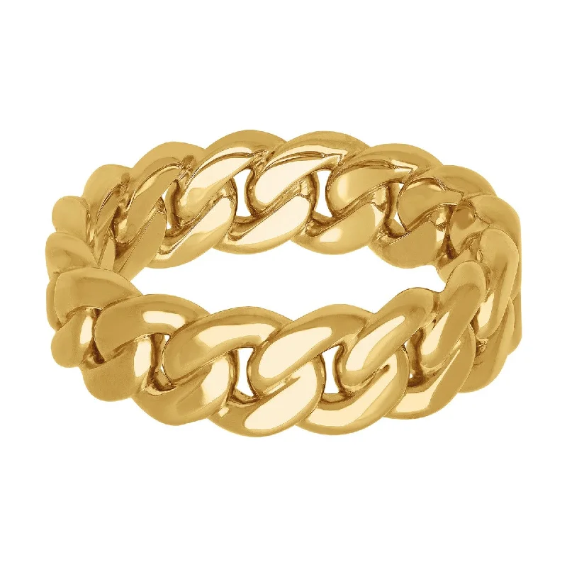 baroque diamond ring-7MM Cuban Link Ring in 10KT Gold